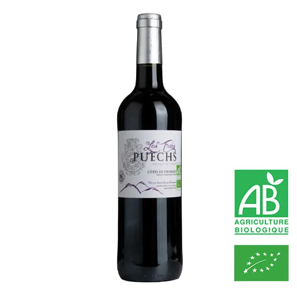 Bouteille de IGP Côtes de Thongue — LES TROIS PUECHS, vin rouge