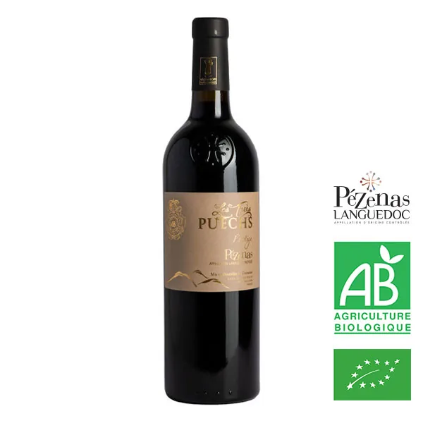 Bouteille de Prestige — LES TROIS PUECHS, vin rouge